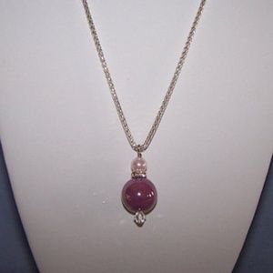 NEW! Beaded Pendant Silver Plated Chain Necklace